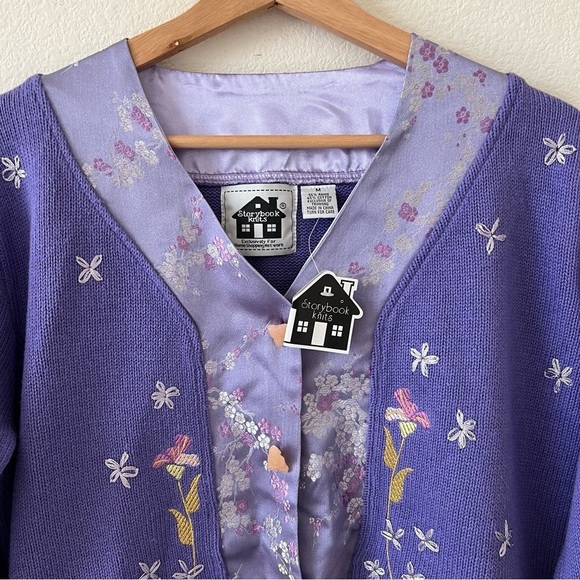 NWT Deadstock Vintage 90s Flowers in the Temple Funky Grandma Cardigan SZ Medium - Picture 3 of 16